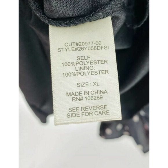 NWT Row A Womens Medium Black Polka Dot Long Sleeve Smocked Dress Cocktail W12 - Picture 5 of 5